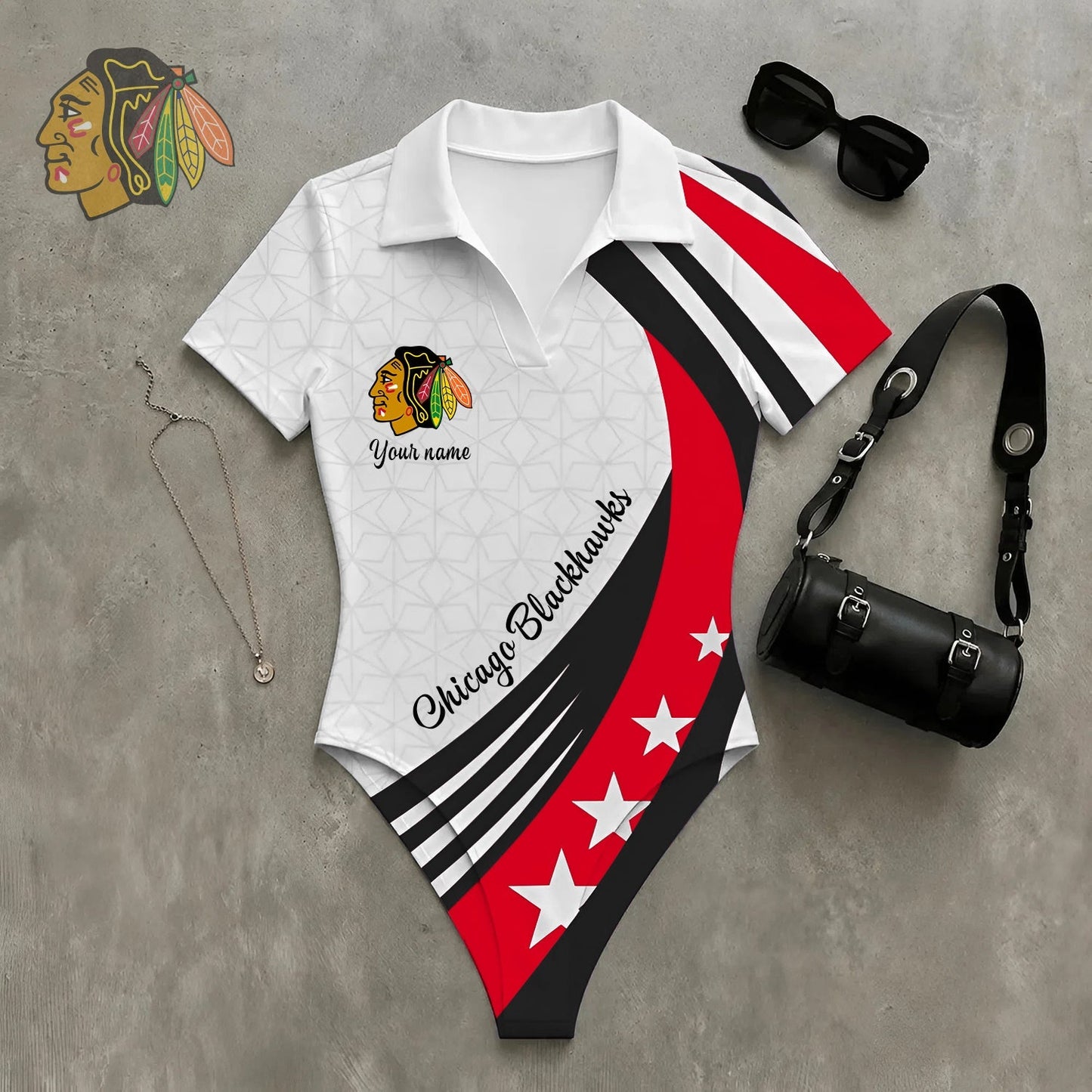 PREMIUM NHL X CB Women�???s Slim-Fit V-Neck Polo Bodysuit NDT NHM 270526
