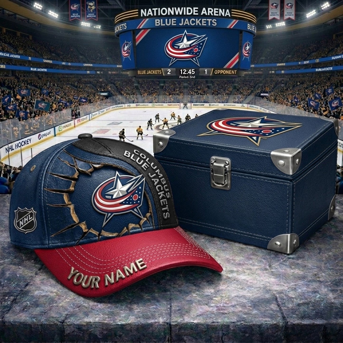 PREMIUM NHL X CBJ CRACK CUSTOM NAME HAT NDT NHM 140426
