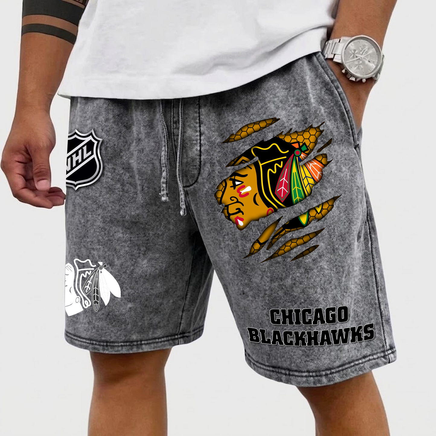 PREMIUM NHL X CHI WASH SHORTS FOR SUMMER HOLIDAY NDT VHM  070426