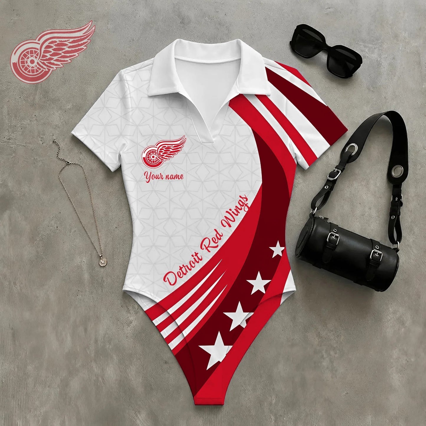 PREMIUM NHL X DRW Women�???s Slim-Fit V-Neck Polo Bodysuit NDT NHM 270526