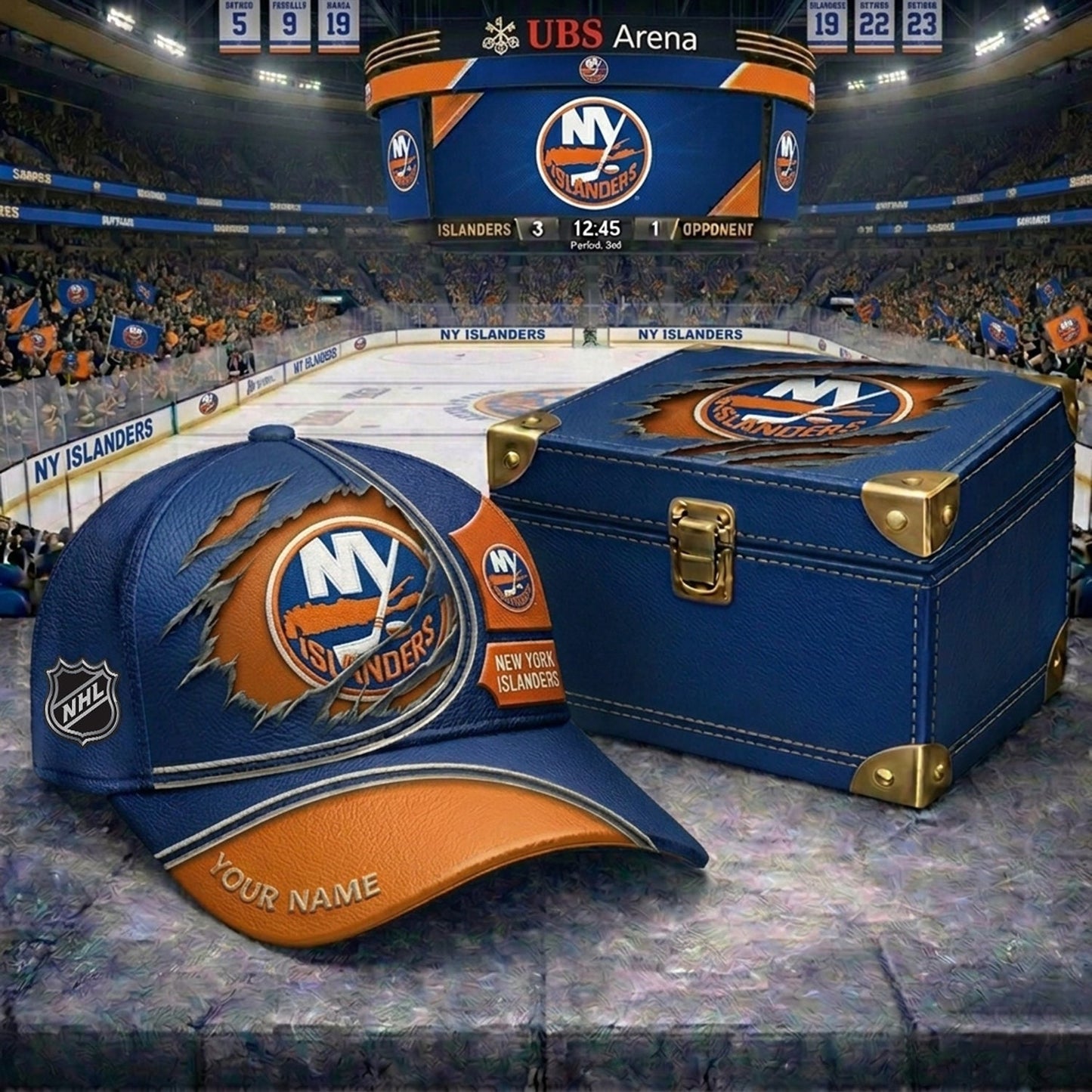 PREMIUM NHL X NYI CRACK CUSTOM NAME HAT V300 NDT NHM 150526