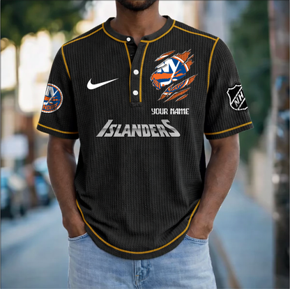 PREMIUM NHL X NYI Crew neck button Henry Shirt Limited Editions NDT VHM 20426