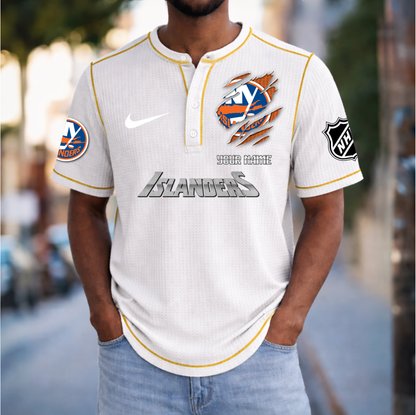 PREMIUM NHL X NYI Crew neck button Henry Shirt Limited Editions NDT VHM 20426