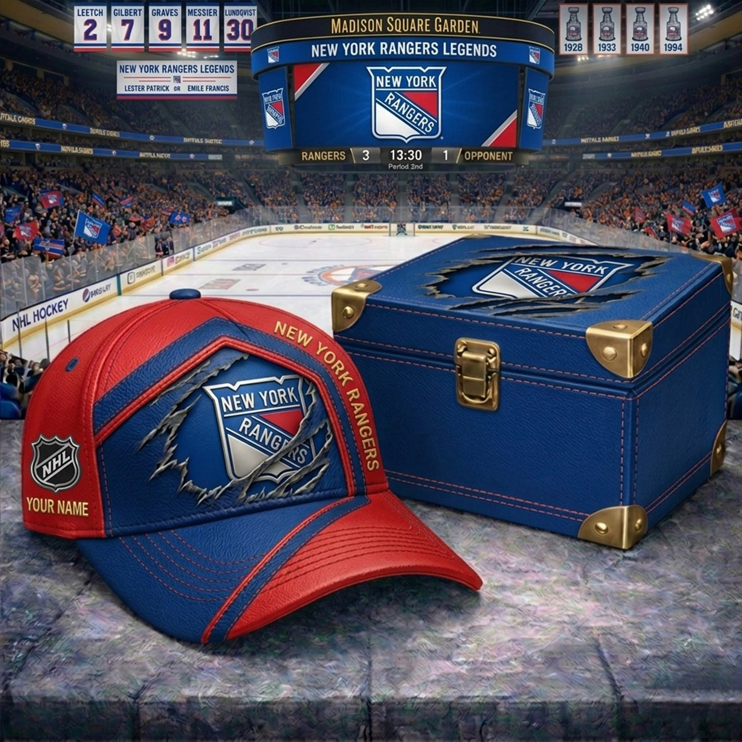PREMIUM NHL X NYR CRACK CUSTOM NAME V3 HAT NDT NHM 170426