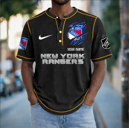 PREMIUM NHL X NYR Crew neck button Henry Shirt Limited Editions NDT VHM 20426