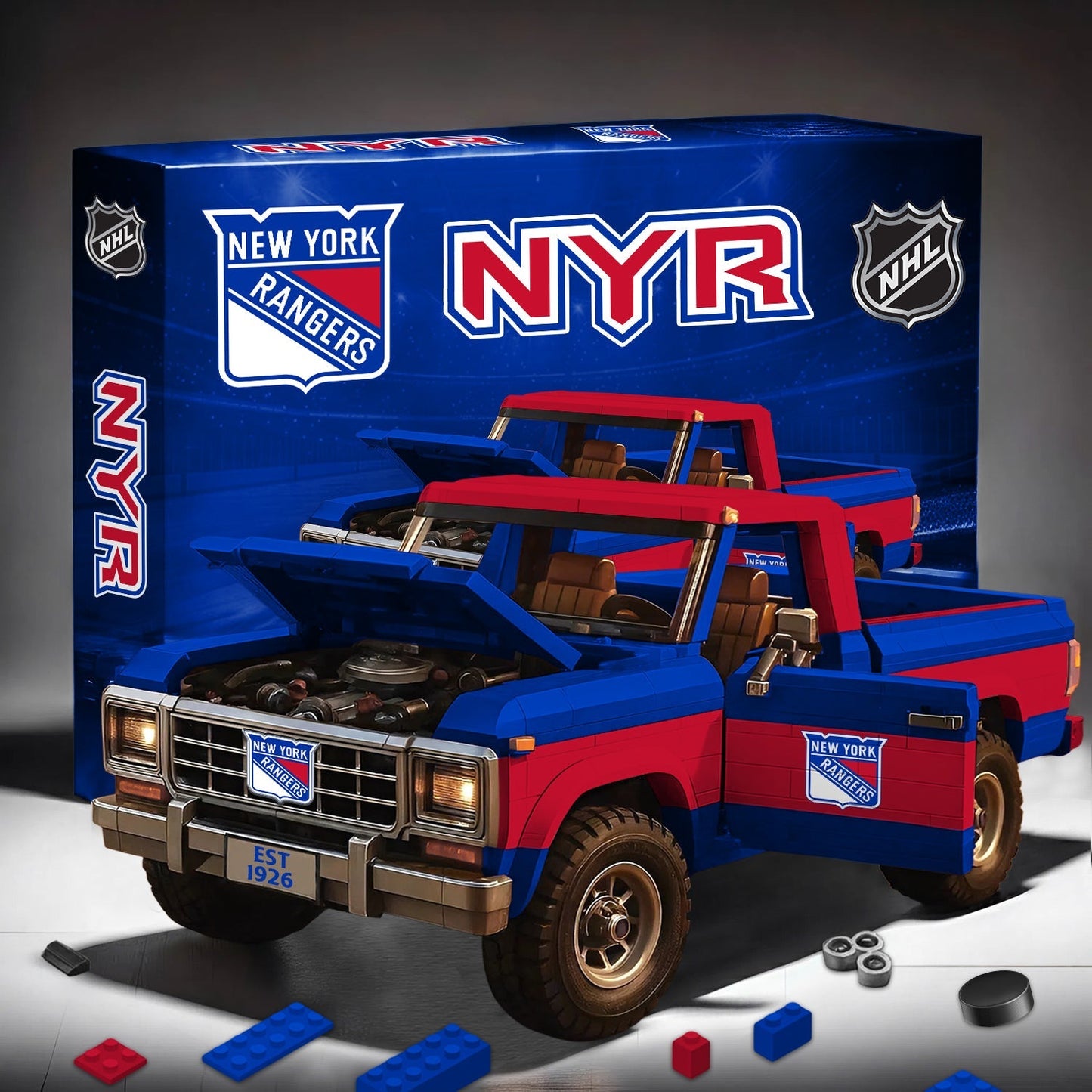 PREMIUM NHL X NYR Elite Craft Ford F150 3D Build Your Own Toy NDT NHM 180426