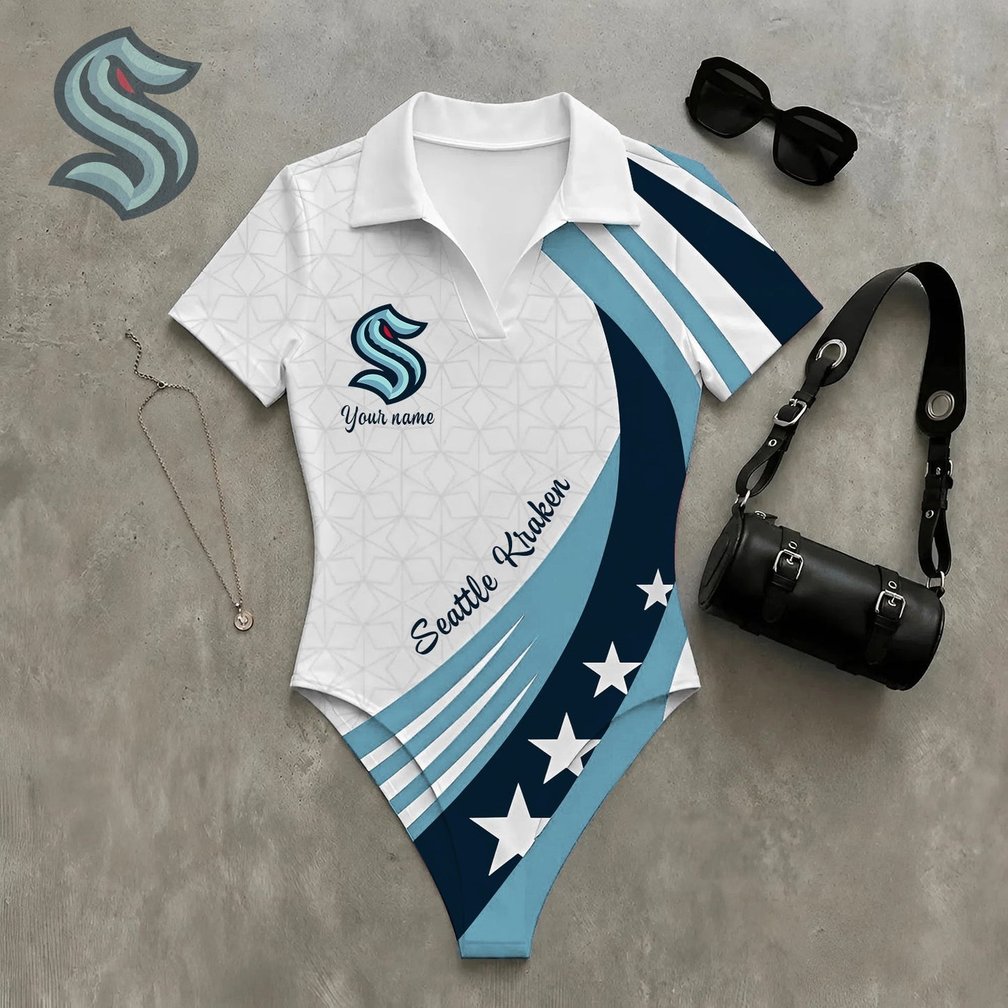 PREMIUM NHL X SK Women�???s Slim-Fit V-Neck Polo Bodysuit NDT NHM 270526