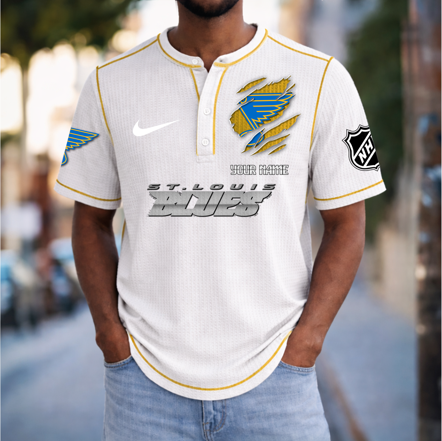 PREMIUM NHL X SLB Crew neck button Henry Shirt Limited Editions NDT VHM 20426