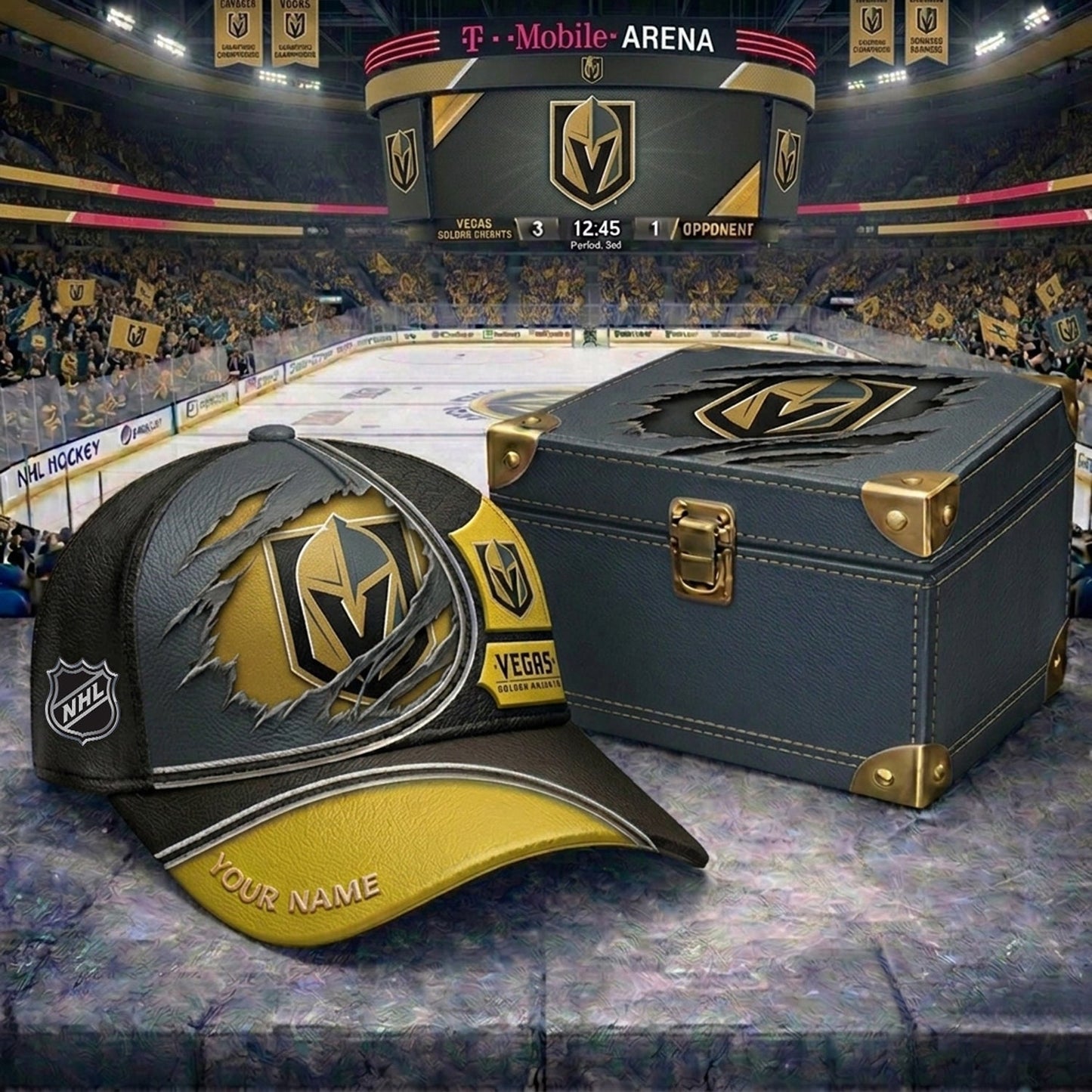 PREMIUM NHL X VGK CRACK CUSTOM NAME HAT V300 NDT NHM 150526