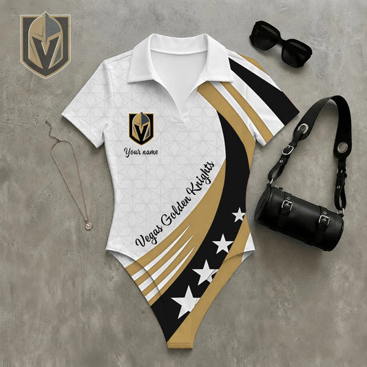 PREMIUM NHL X VGK Women�???s Slim-Fit V-Neck Polo Bodysuit NDT NHM 270526