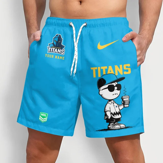 PREMIUM NRL X GCT Cool Snoopy Men Short Pants Custom  Name  For Summer NDT NTN