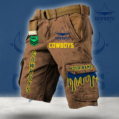PREMIUM NRL X NQC Cargo Shorts Custom Name Limited Edition NDT LVH