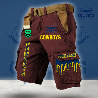 PREMIUM NRL X NQC Cargo Shorts Custom Name Limited Edition NDT LVH