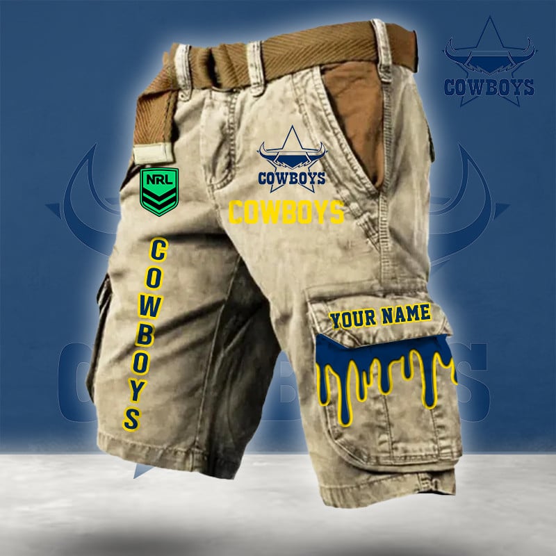 PREMIUM NRL X NQC Cargo Shorts Custom Name Limited Edition NDT LVH