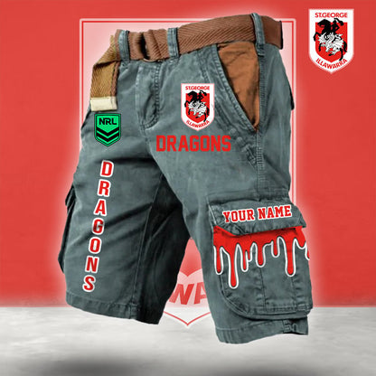 PREMIUM NRL X SID Cargo Shorts Custom Name Limited Edition NDT LVH