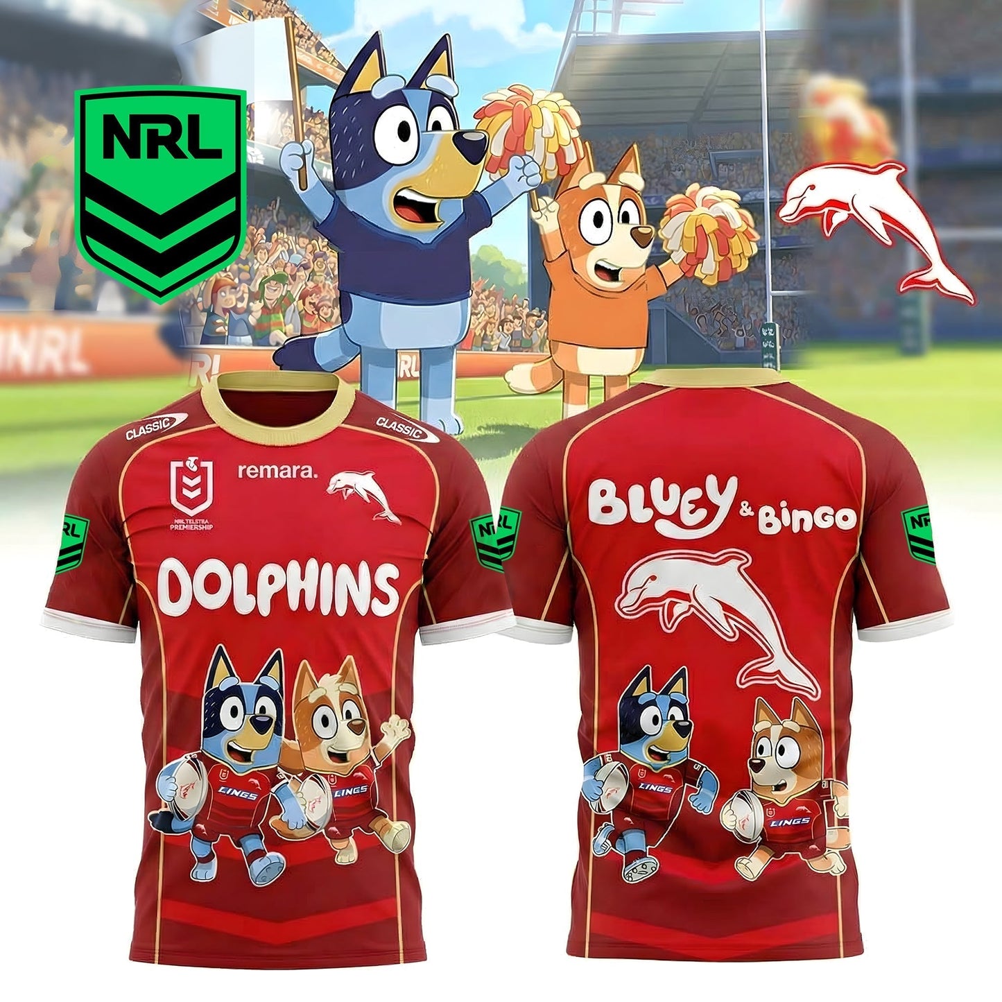PREMIUM NRL X DOL Bluey & Bingo POLO SHIRT ’??? Limited 2026 NDT LVH