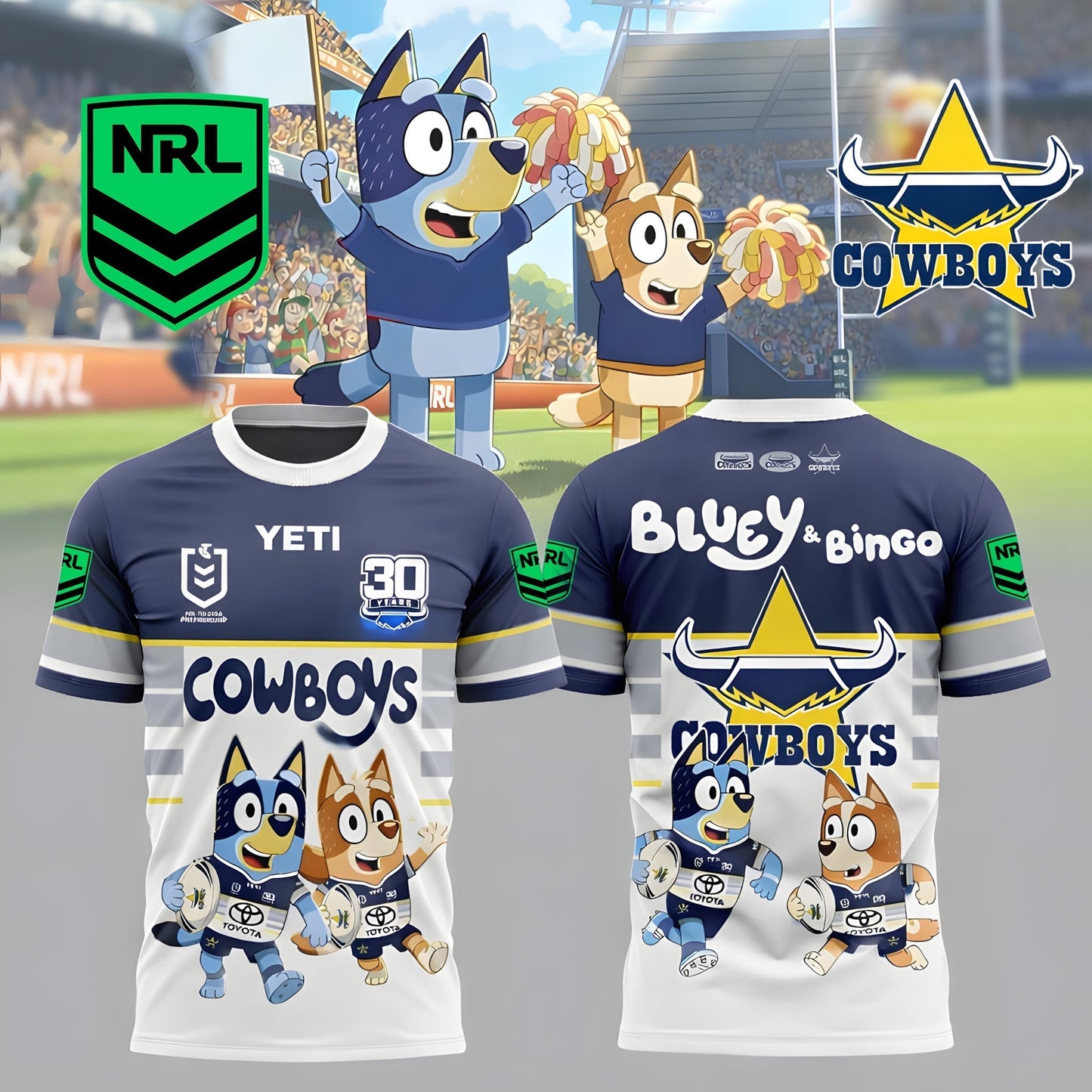 PREMIUM NRL X NQC Bluey & Bingo POLO SHIRT ’??? Limited 2026 NDT LVH