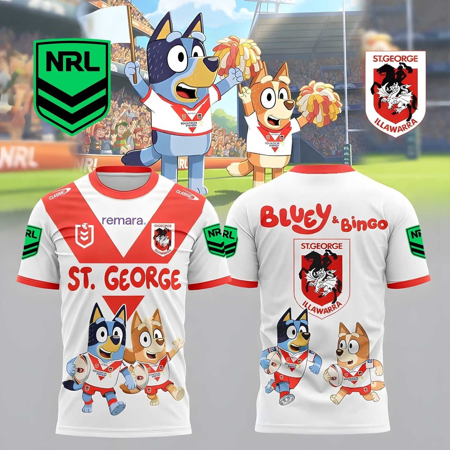 PREMIUM NRL X SID Bluey & Bingo POLO SHIRT ’??? Limited 2026 NDT LVH