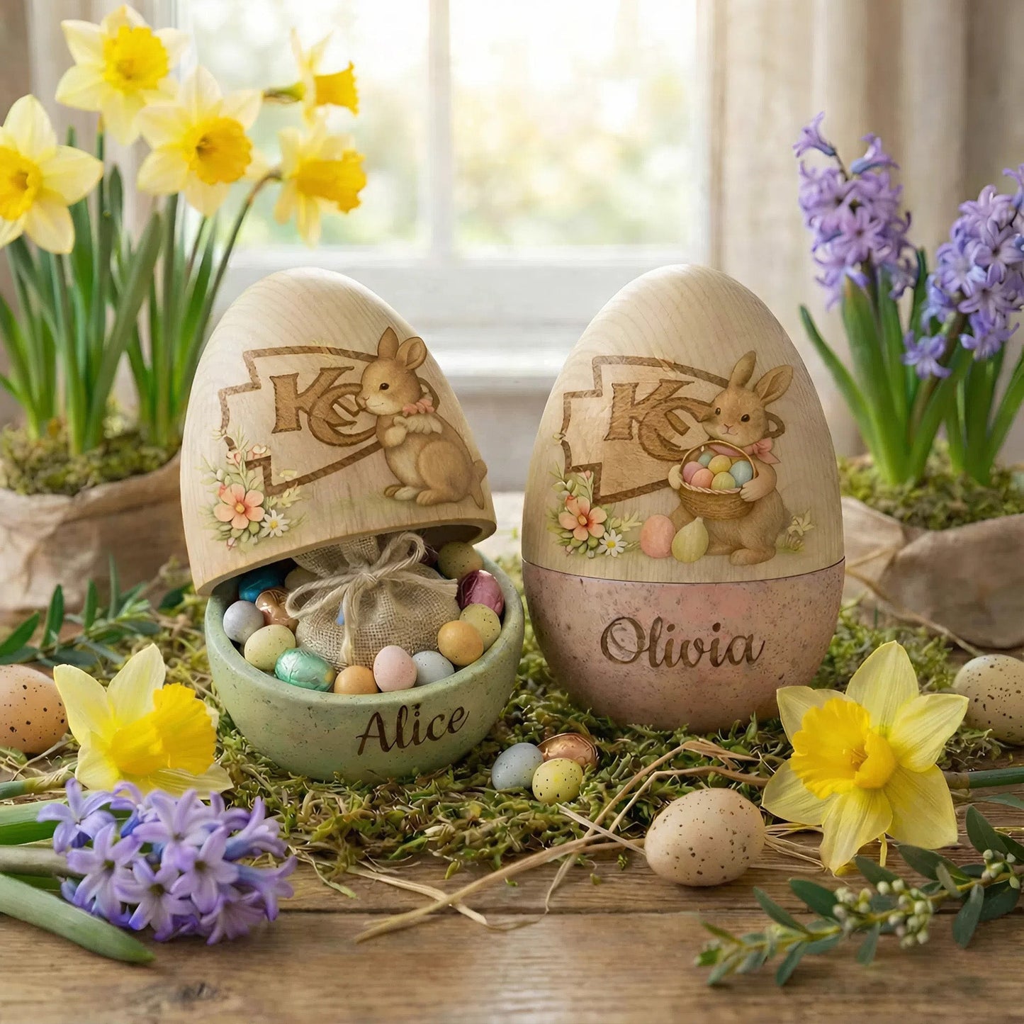 PREMIUM ?‹¨«????‹¨«???‹¨«?? X KCC Personalized Hollow Wooden Easter Egg NDT NHM 270226