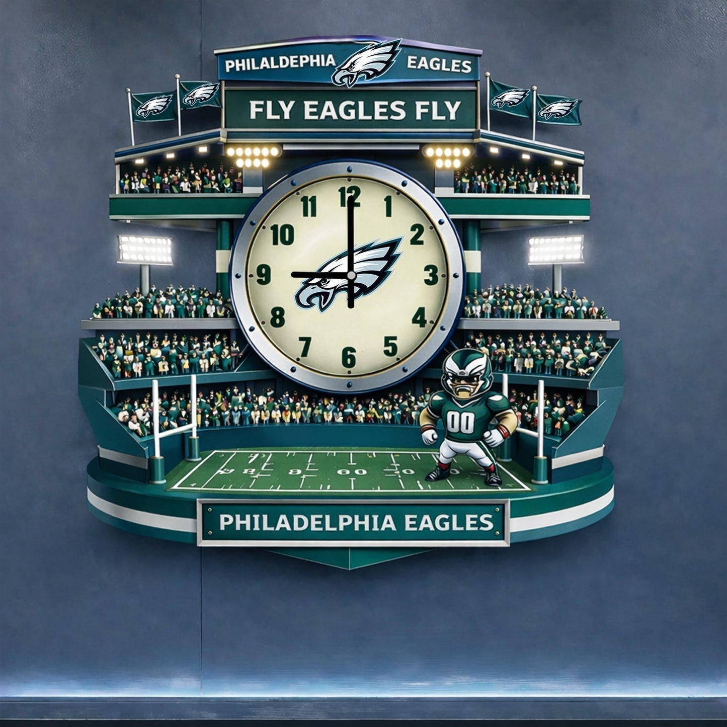 PREMIUM NFL X PHI 3D Visual Effect Acrylic Clock NDT NHM 130126
