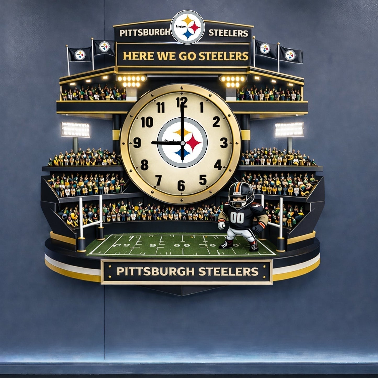 PREMIUM NFL X PIT 3D Visual Effect Acrylic Clock NDT NHM 130126