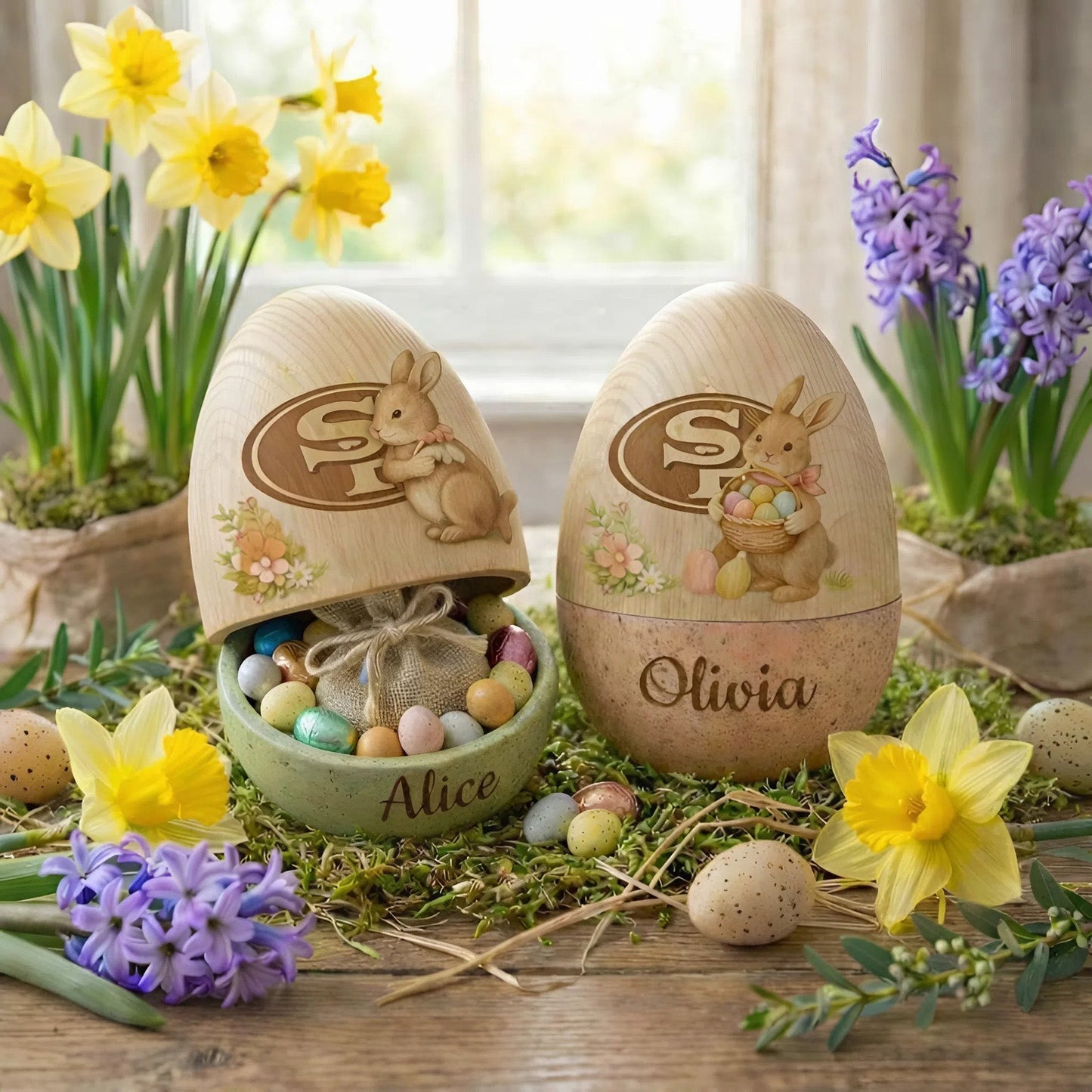 PREMIUM ?‹¨«????‹¨«???‹¨«?? X SF49  Personalized Hollow Wooden Easter Egg NDT NHM 270226