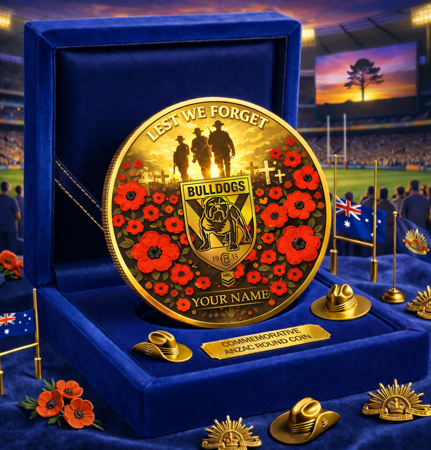 PREMIUM NRL X CBB Anzac Day 2026 Commemorative Coin Custom Name Limited Edition NDT VHM 160326