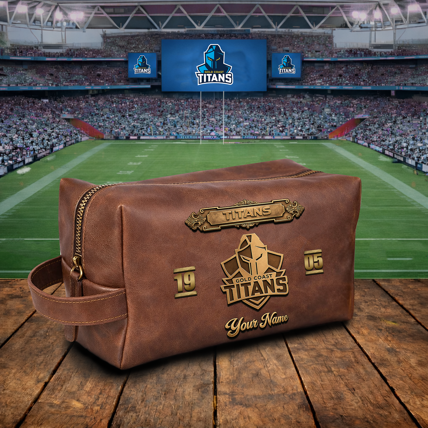 PREMIUM NRL  X GCT 3D EMBOSSED LEATHER TOILETRY BAG Limited Edition NDT VHM