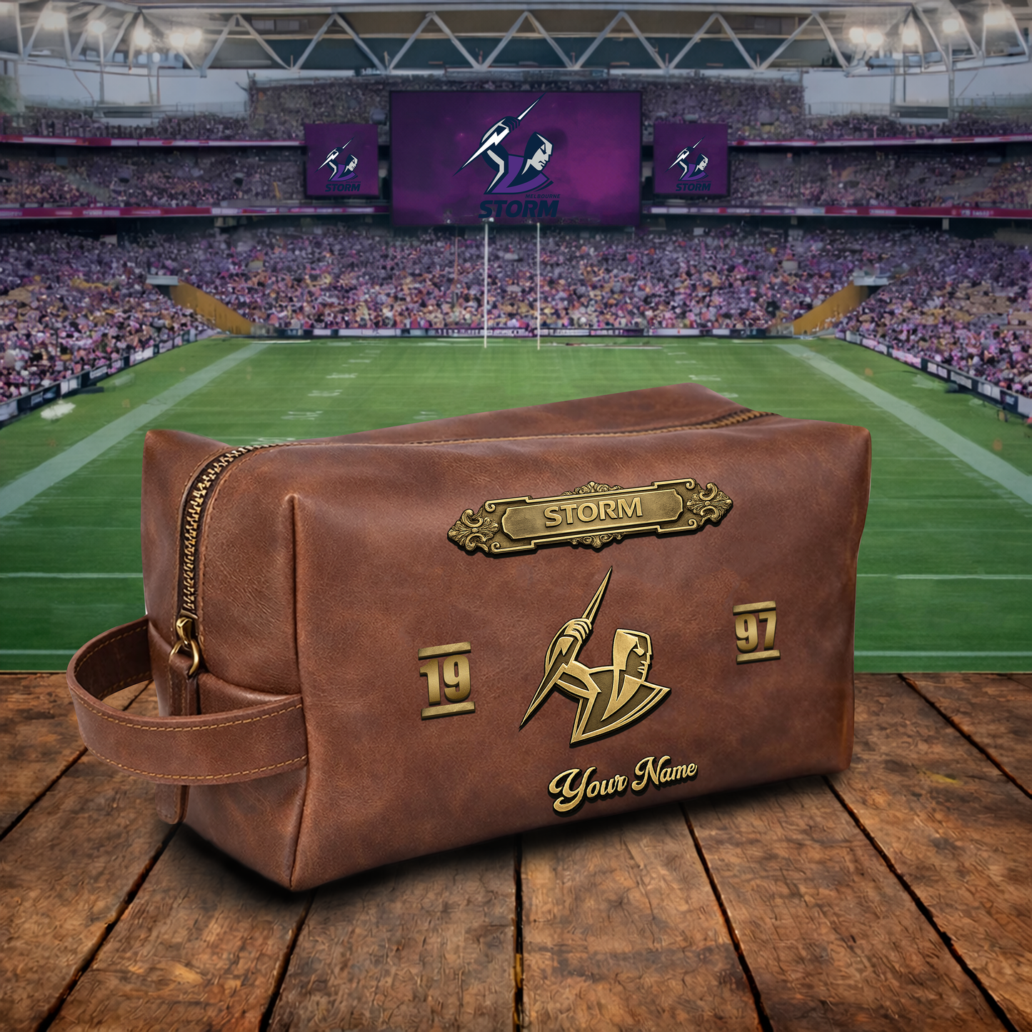 PREMIUM NRL  X MS 3D EMBOSSED LEATHER TOILETRY BAG Limited Edition NDT VHM