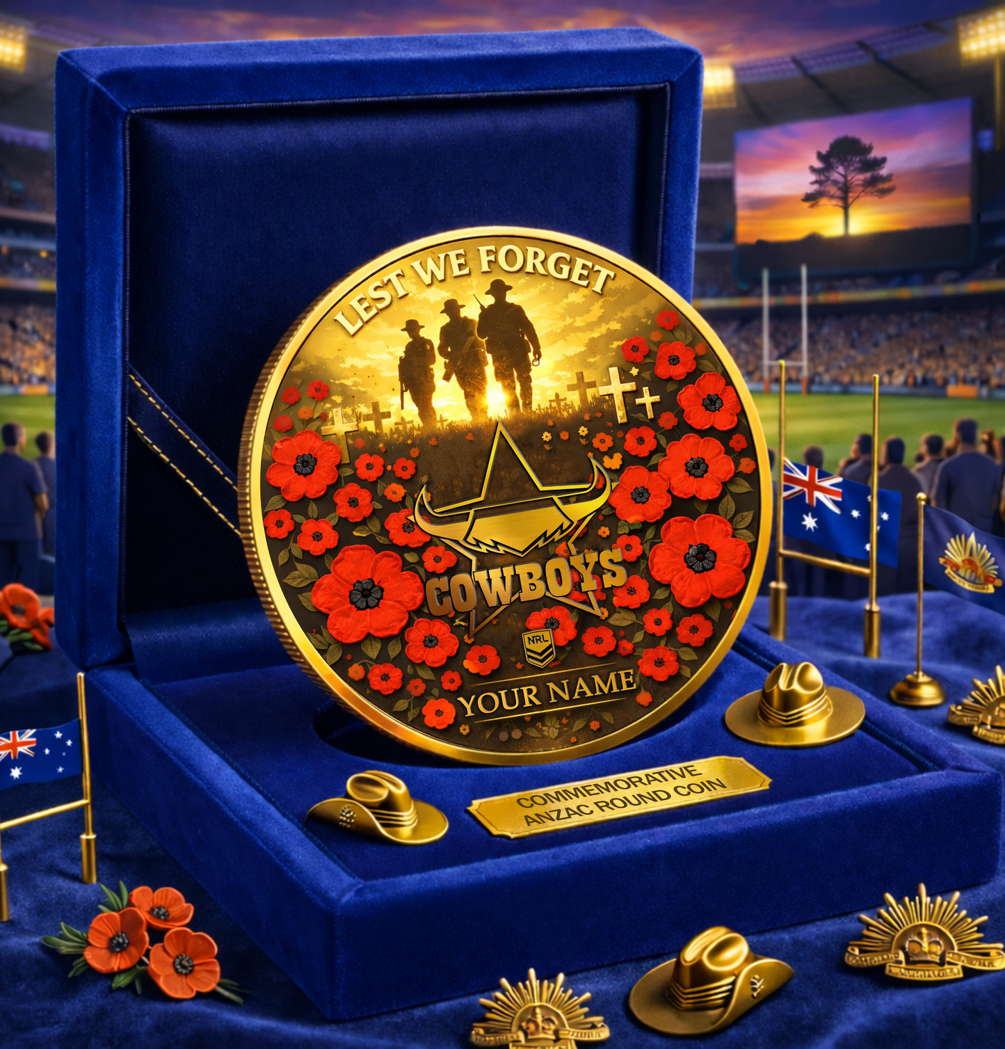 PREMIUM NRL X NQC Anzac Day 2026 Commemorative Coin Custom Name Limited Edition NDT VHM 160326