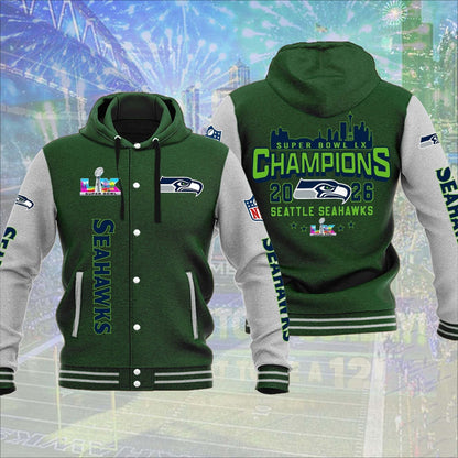 PREMIUM NFL X SEA CHAMPION SUPER BOWL Baseball Jacket  NDT NHM 090226
