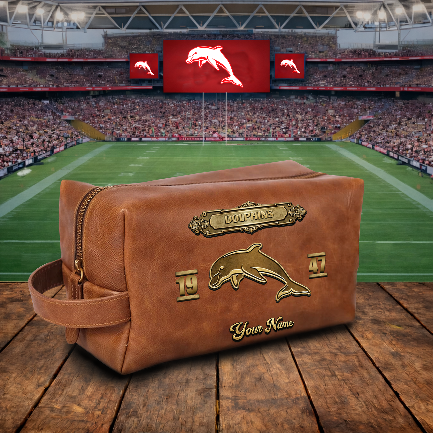 PREMIUM NRL  X DOL 3D EMBOSSED LEATHER TOILETRY BAG Limited Edition NDT VHM