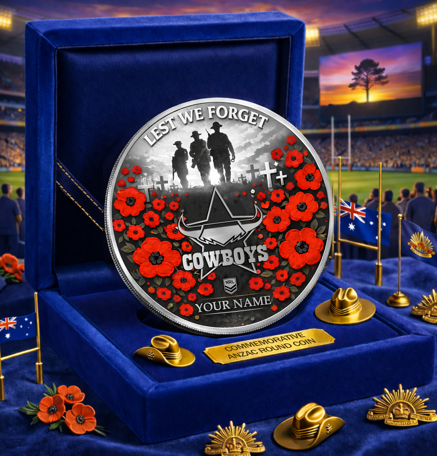 PREMIUM NRL X NQC Anzac Day 2026 Commemorative Coin Custom Name Limited Edition NDT VHM 160326