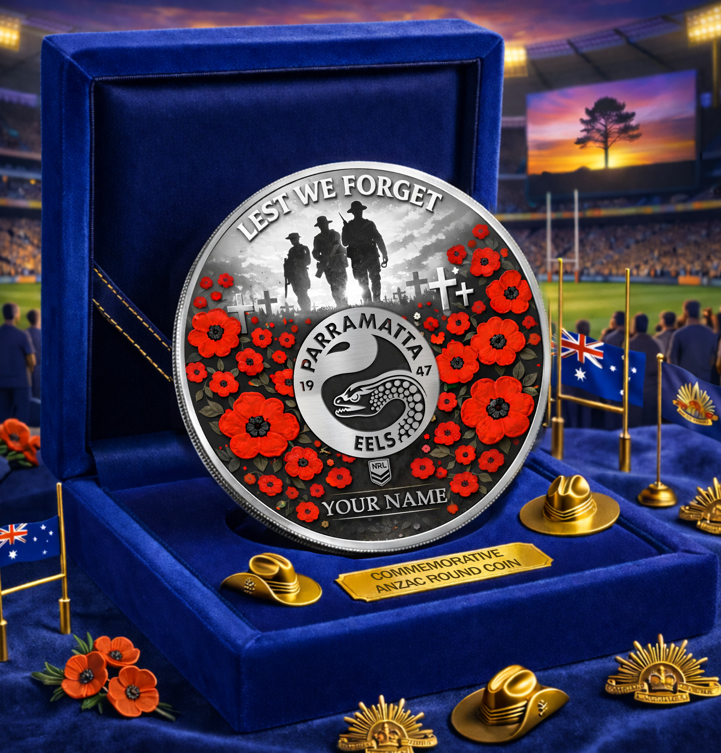 PREMIUM NRL X PE Anzac Day 2026 Commemorative Coin Custom Name Limited Edition NDT VHM 160326