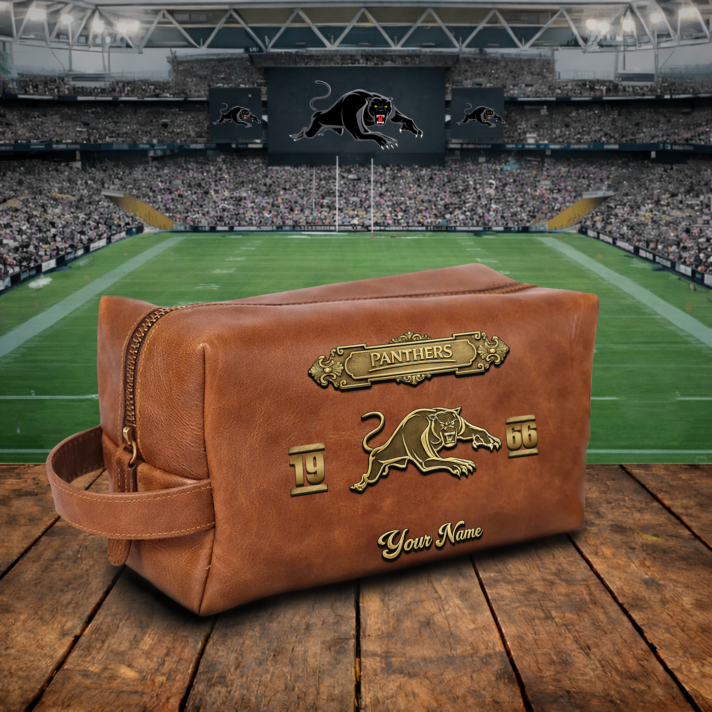 PREMIUM NRL  X PP 3D EMBOSSED LEATHER TOILETRY BAG Limited Edition NDT VHM