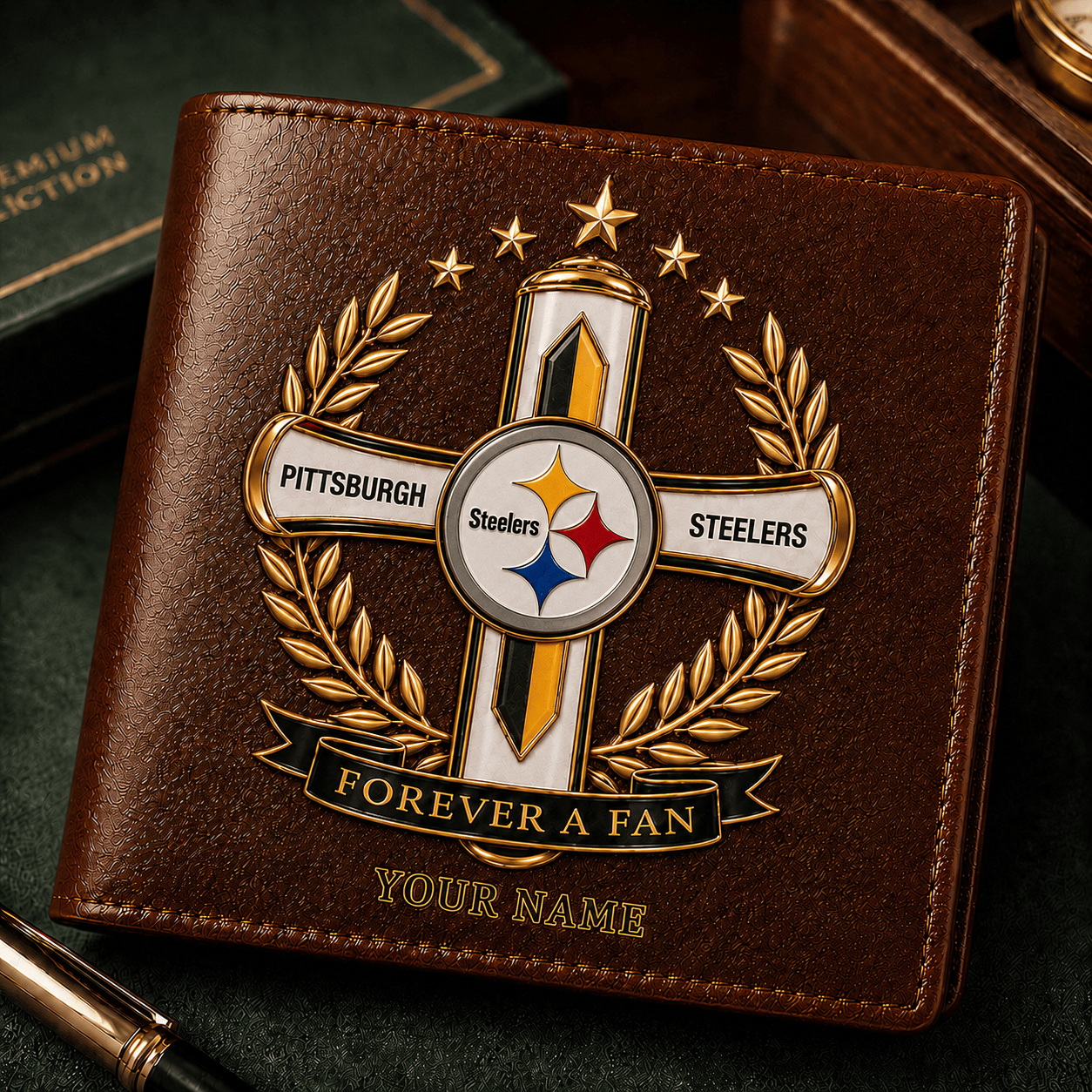 PS x NFL Cross Men Leather Wallet Custom Any Name Gifts 220626