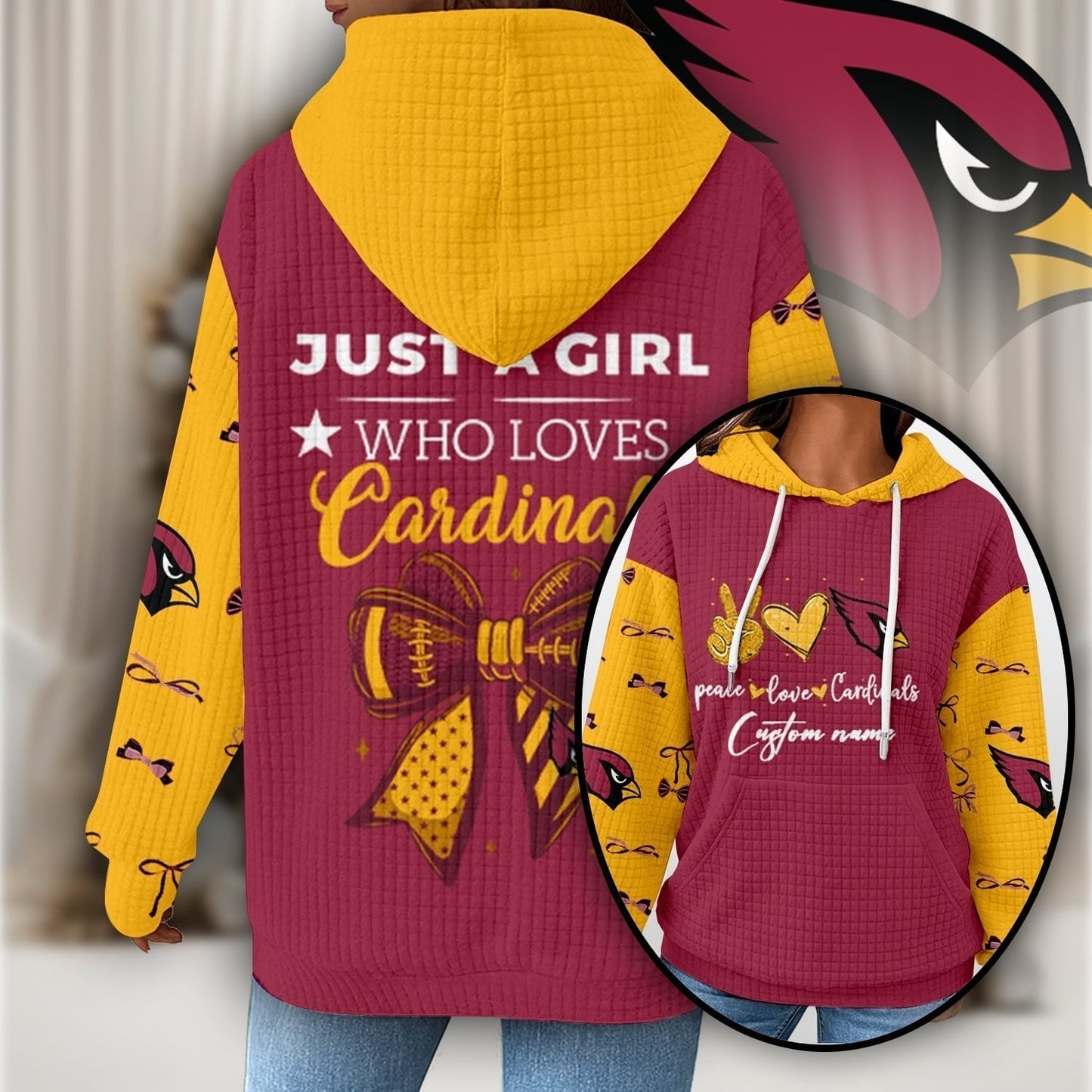 Premium NFL X ARI Women's Waffle Hoodie NDT NHM