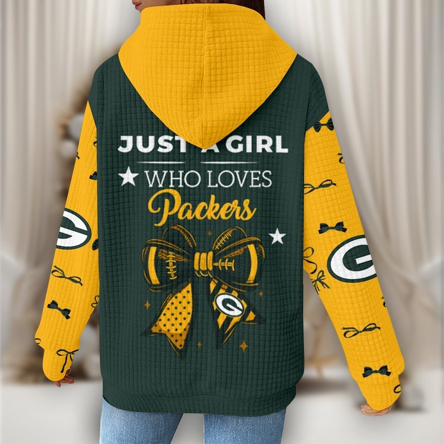 Premium NFL X GB Women's Waffle Hoodie NDT NHM