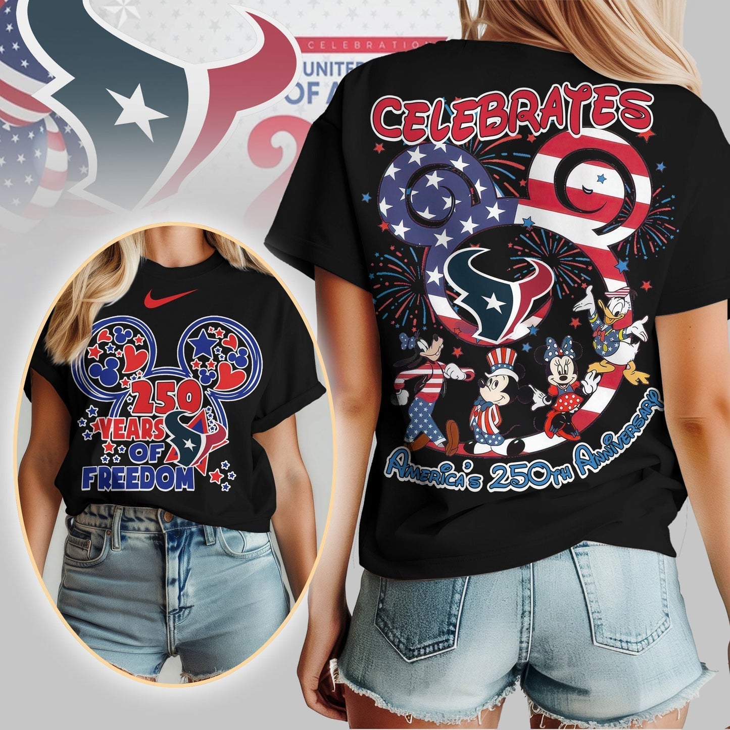 Premium NFL X HT Mouse  Celebrates America 250th Anniversary Women Shirt NDT LVH