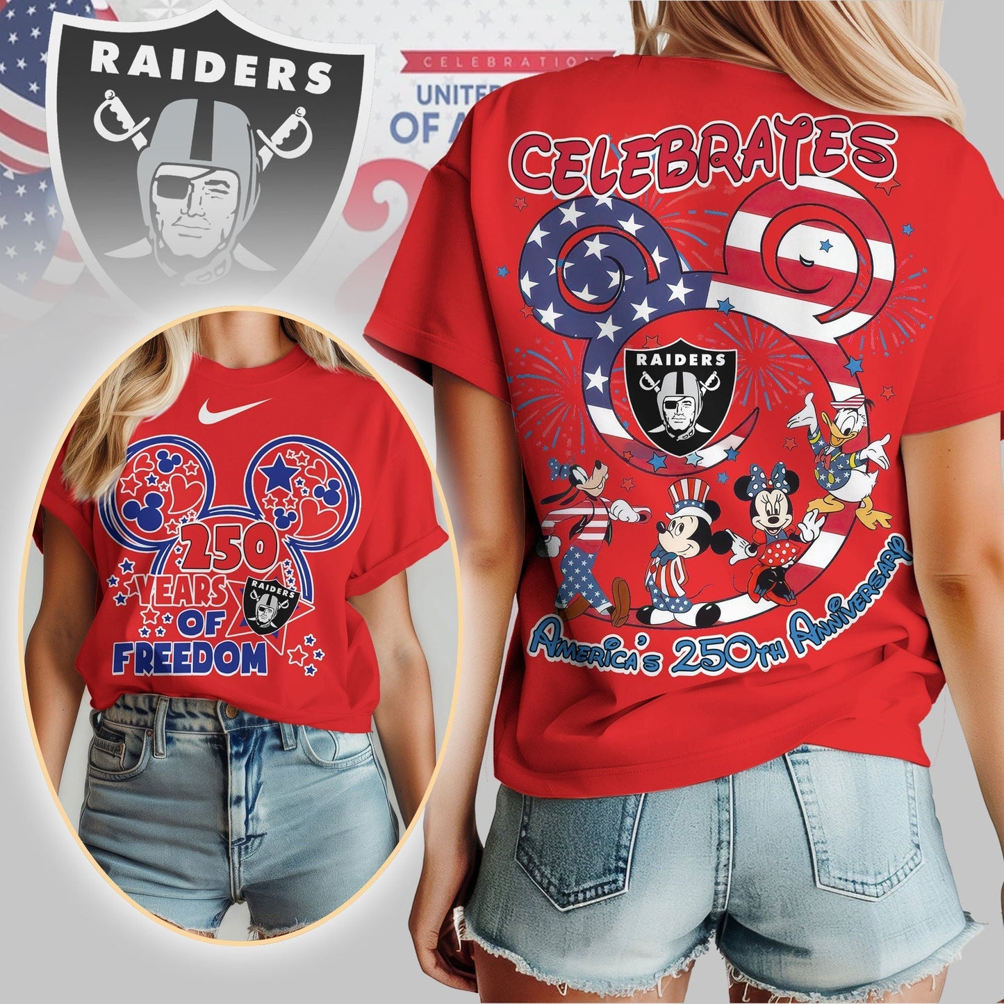 Premium NFL X LVR Mouse  Celebrates America 250th Anniversary Women Shirt NDT LVH