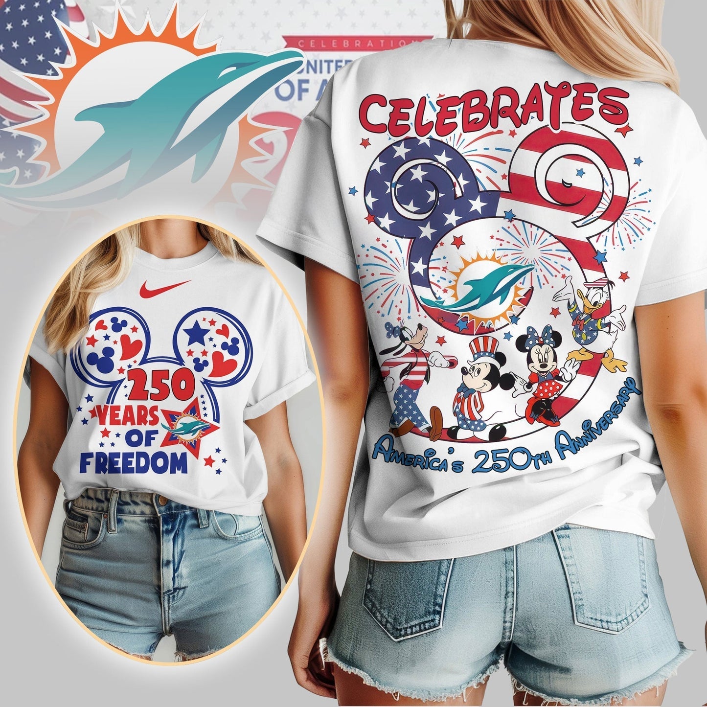 Premium NFL X MD Mouse  Celebrates America 250th Anniversary Women Shirt NDT LVH