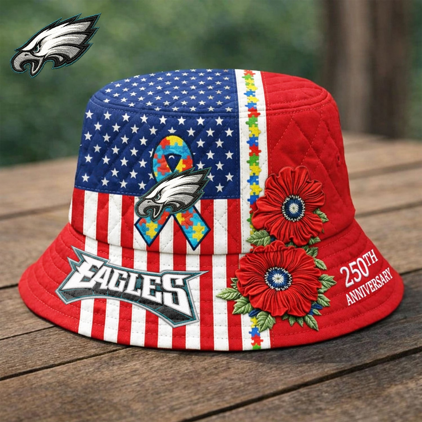 Premium NFL X PE Autism 250th Anniversary Bucket Hat  NDT VHM