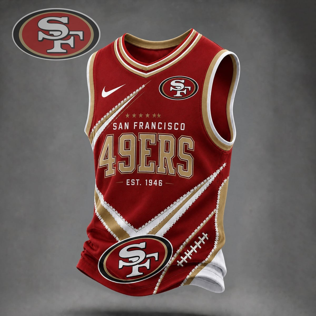 Premium NFL X SF Game Day V-neck Tank Top Shirt NDT NHM 030626