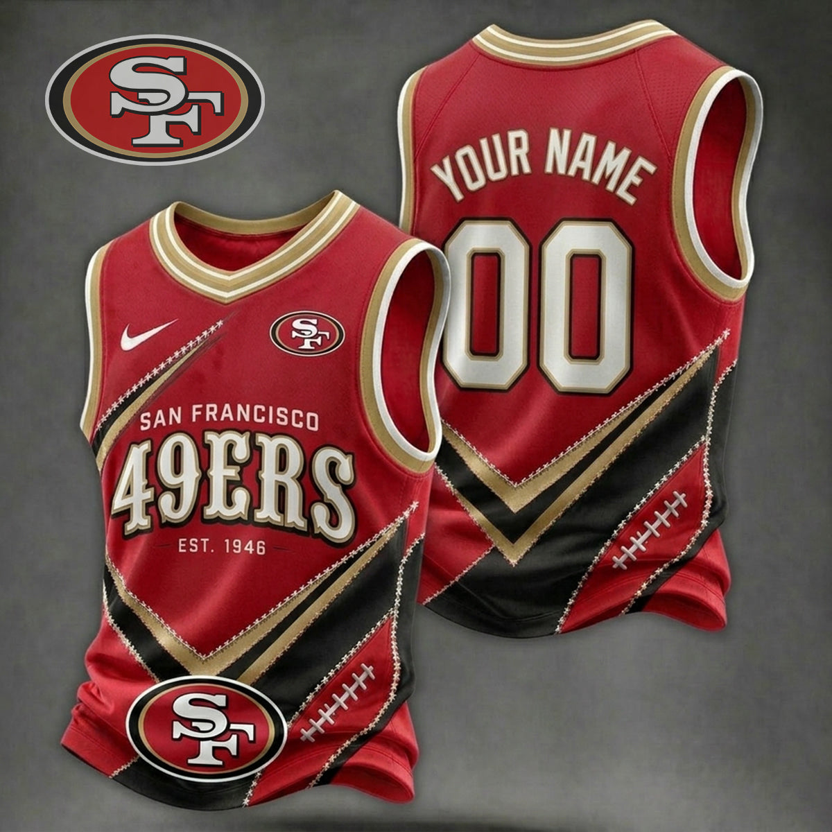 Premium NFL X SF Game Day V-neck Tank Top Shirt V33 NDT NHM 080626