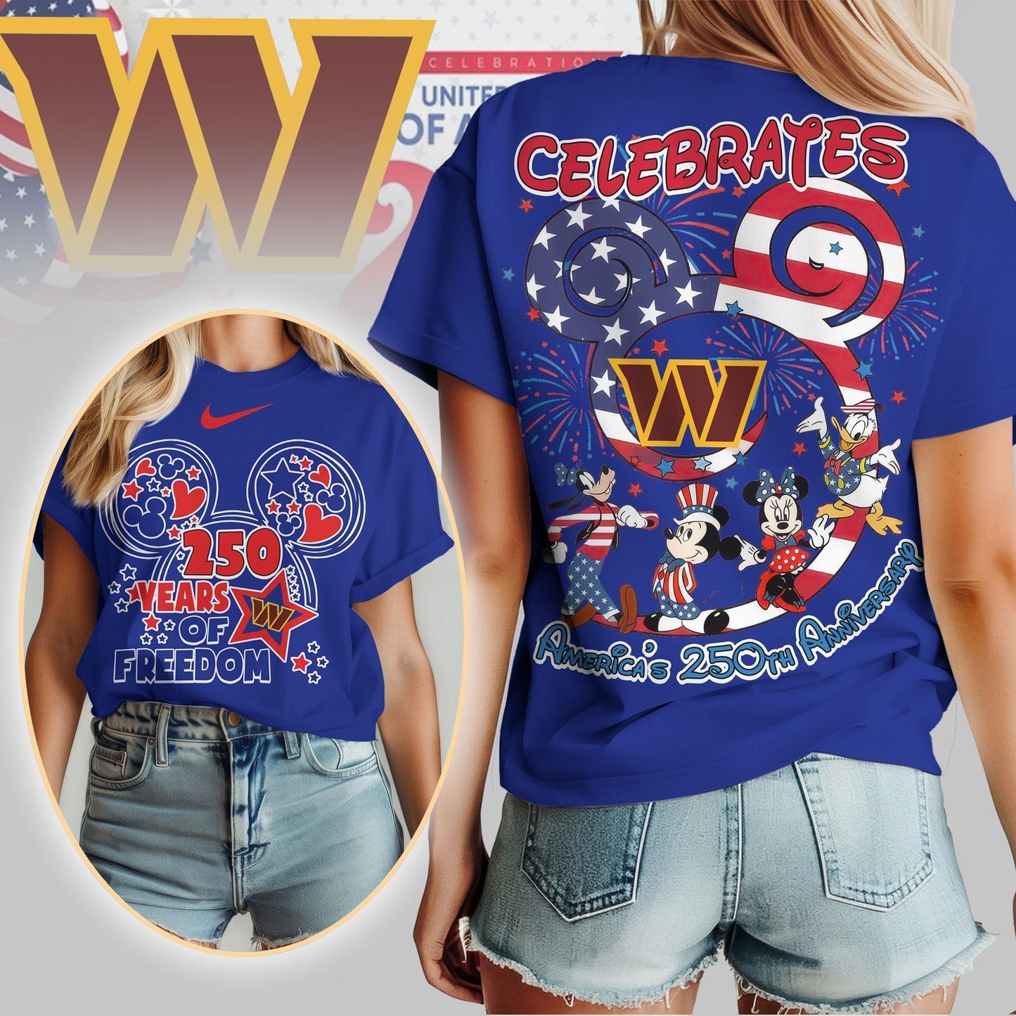 Premium NFL X WC Mouse  Celebrates America 250th Anniversary Women Shirt NDT LVH