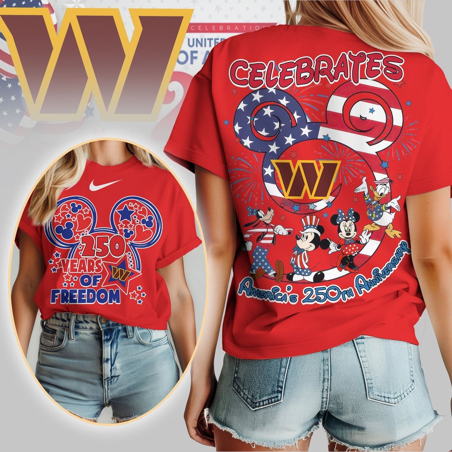 Premium NFL X WC Mouse  Celebrates America 250th Anniversary Women Shirt NDT LVH