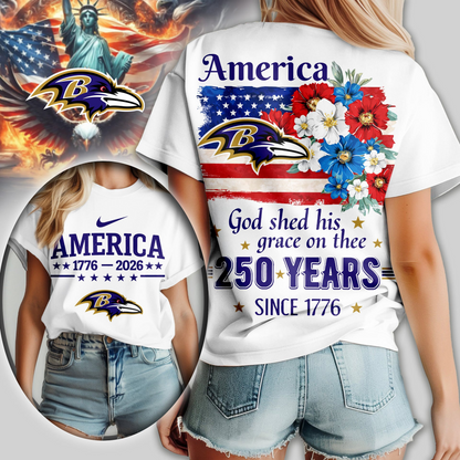 Premium NFL x BR America God Shed His Grace On Thee Women Shirt NDT VHM