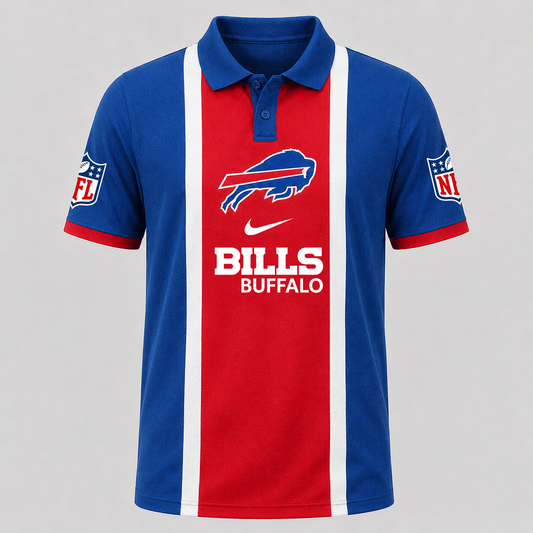 Premium NFL x BUF Sports Inspired Vertical Stripe Polo 250626