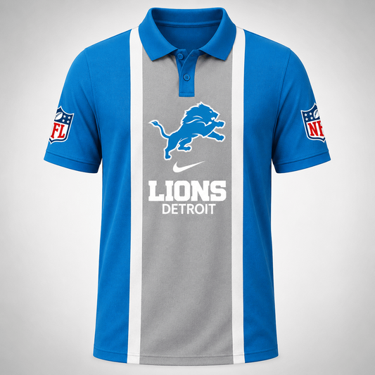 Premium NFL x DET Sports Inspired Vertical Stripe Polo 250626