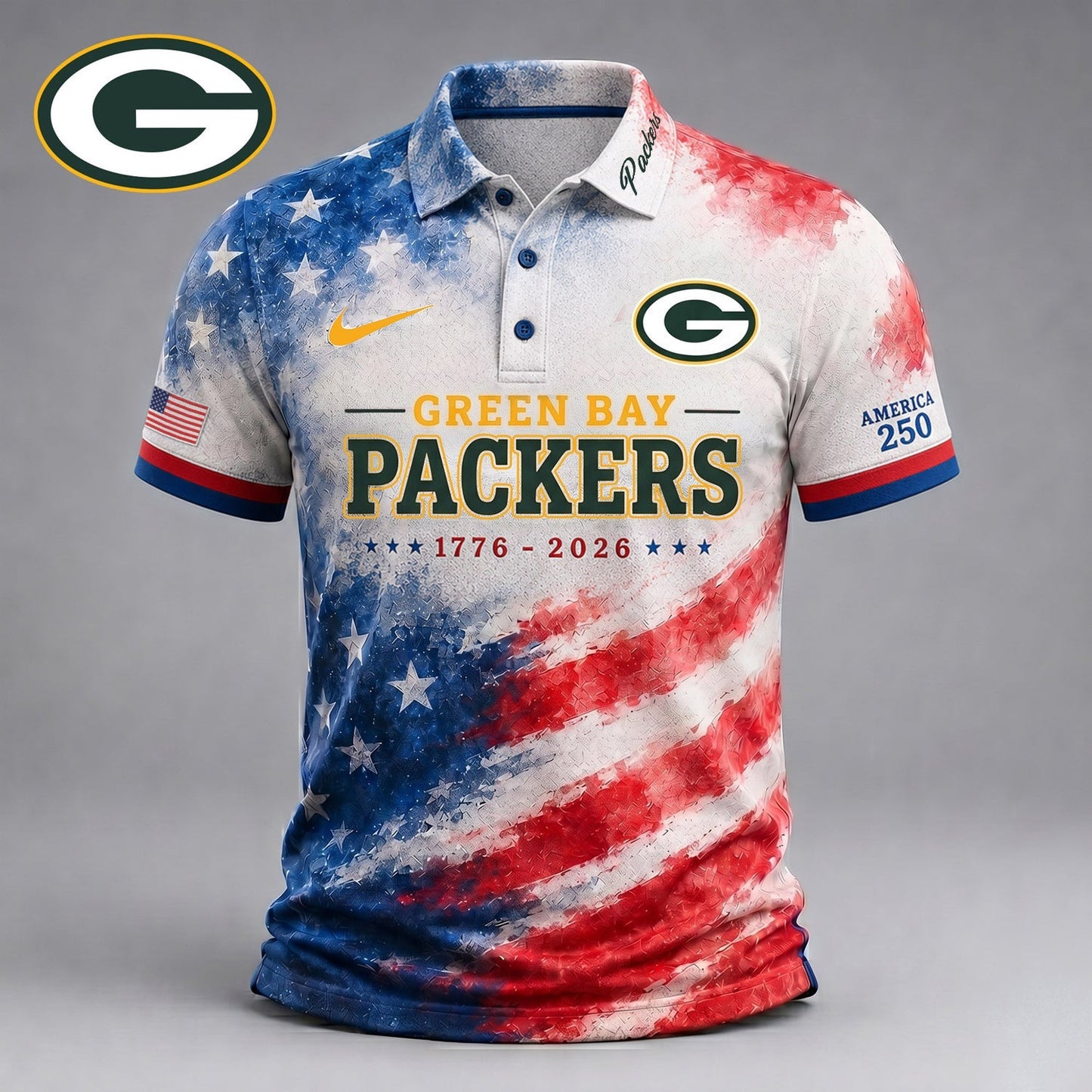 Premium NFL x GB 250 Years Of Freedom Polo Shirt NDT NHM 150626
